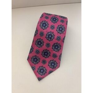 Ermenegildo Zegna Tie Mens Pink Blue Floral 100% Silk Made in Italy